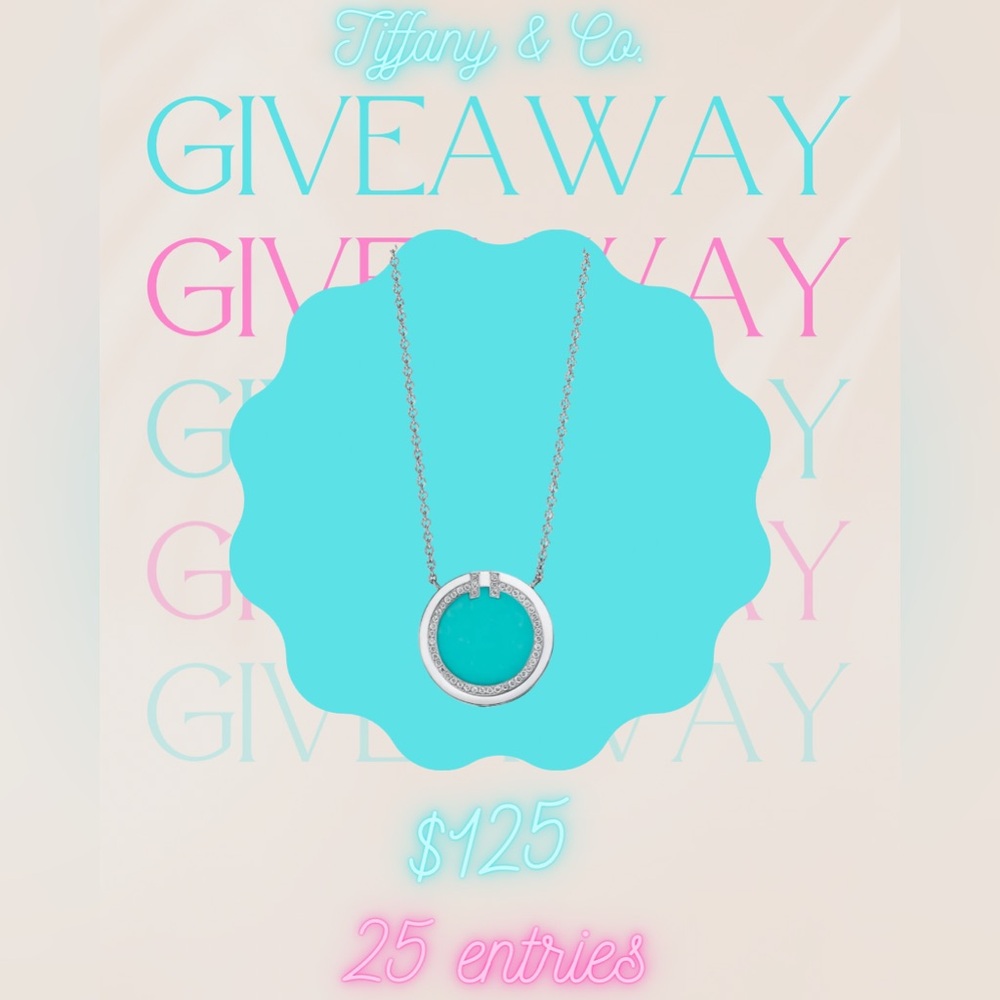 ❌SOLD❌🌟NEW🌟TIFFANY & CO. 18K WHITE GOLD DIAMOND AND TURQUOISE PENDANT GIVEAWAY